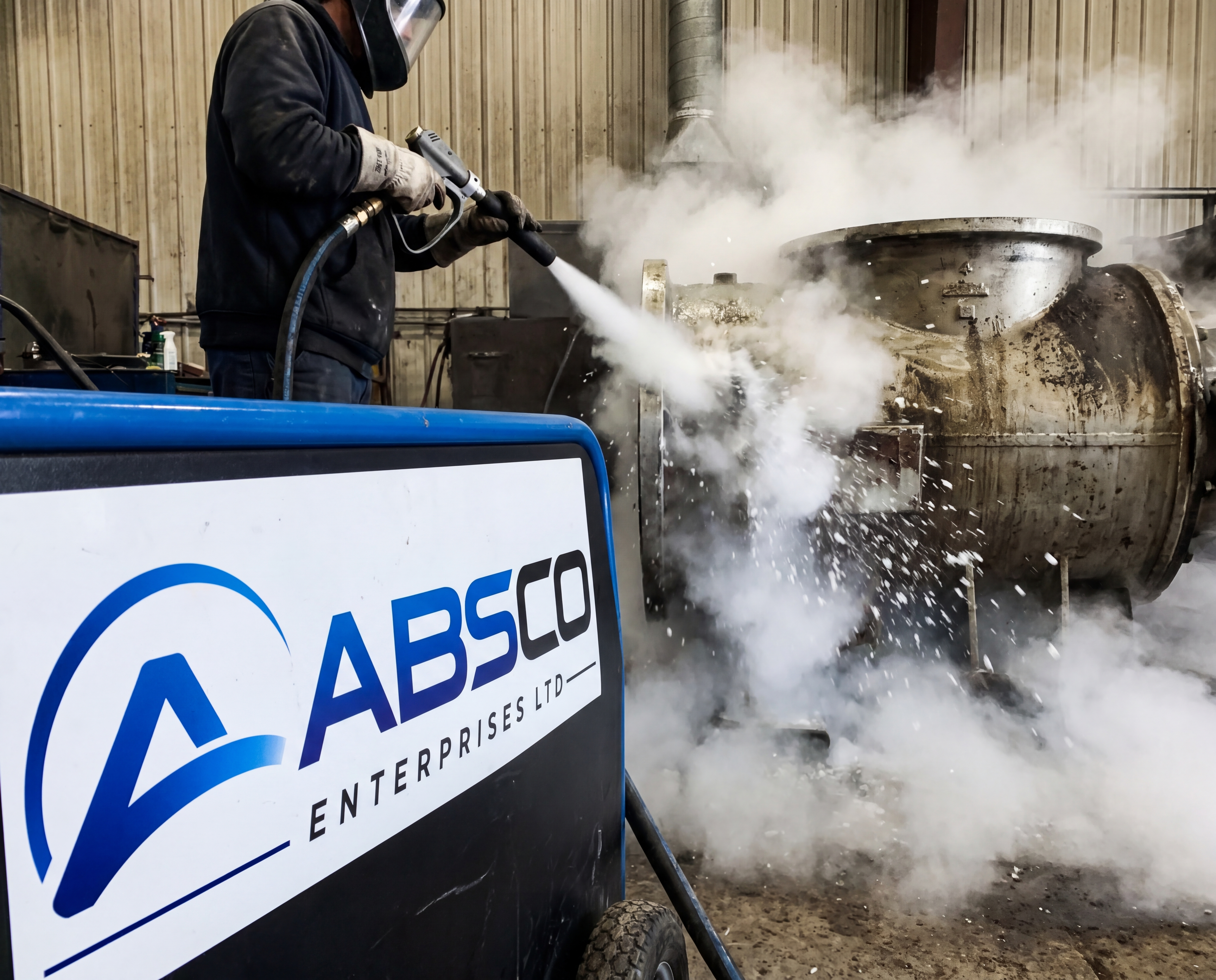 Dry ice blasting in action